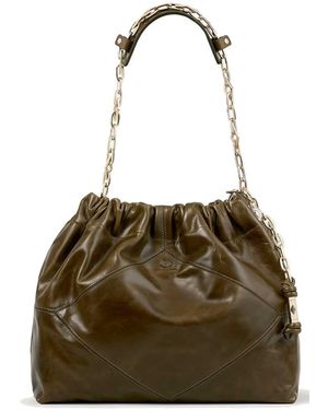 Ba&sh Vintage June Leather Tote Bag - Green