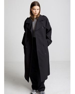 Meotine Bobby Canvas Trench Coat – - Black