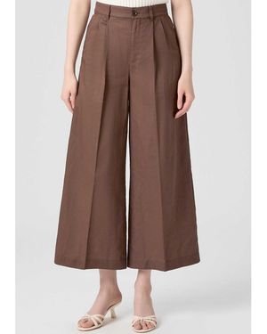 PAIGE Negroni Linen Cotton Trousers - Brown