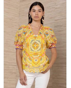Hale Bob Kaleidoscope Print Blouse - Yellow