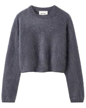 Soft Goat Brushed Cashmere Crewneck - Blue