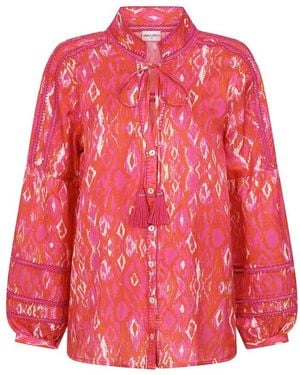 Mercy Delta Tuscany Cotton Silk Blend Blouse - Red