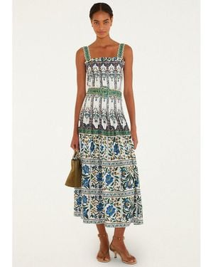 FARM Rio Manoela Linen Mix Maxi Dress - Blue