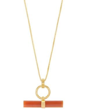Rachel Jackson Vitality Carnelian T-Bar Necklace - Metallic