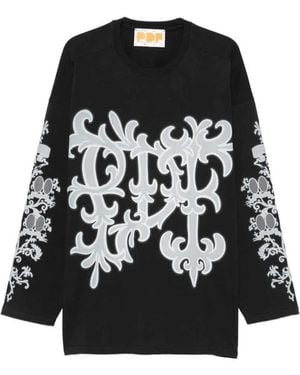 PDF Long-Sleeve T-Shirt With Graphic Print - Black