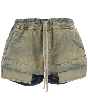 Rick Owens Fw25 Concordians Fog Denim Boxer Shorts - Green