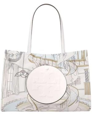 Tory Burch Ella Printed Small Tote - White