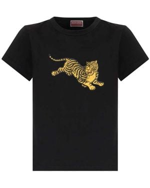 KENZO Tiger-Print T-Shirt - Black