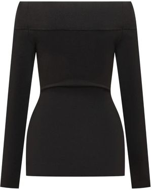 Stella McCartney Long Sleeve Boat Neck Top - Black