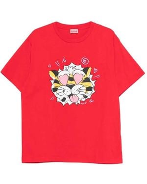 KENZO Oversized 'Wild Tiger' Graphic T-Shirt - Red