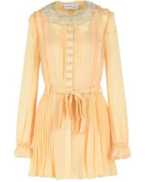 Self-Portrait Short Pleated Dress - Yellow