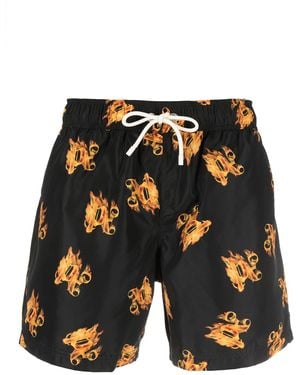 Palm Angels Costume Da Bagno Burning Con Stampa - Nero
