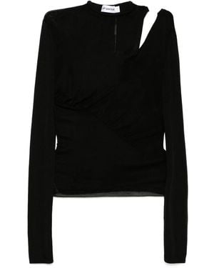 Self-Portrait Long Sleeve Knit Top - Black