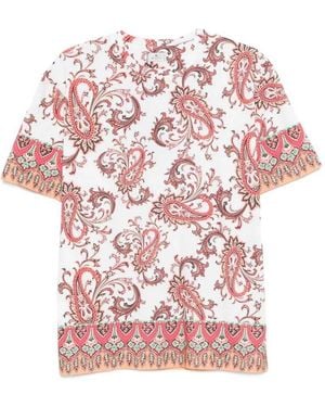 Etro T-Shirt With Paisley Trim - Pink