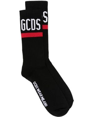 Gcds Crew Neck Socks With Inlaid Logo - Black