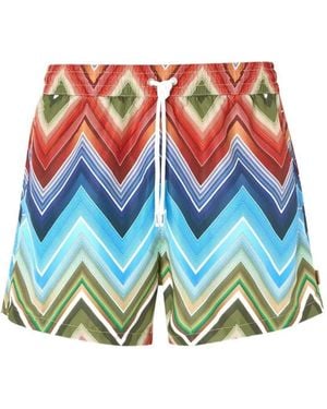 Missoni Swim Shorts With Zigzag Print - Blue