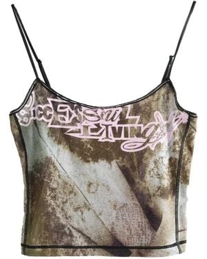 DIESEL Graphic Print Top - Gray