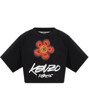 KENZO Boke Flower Crop T-Shirt - Black