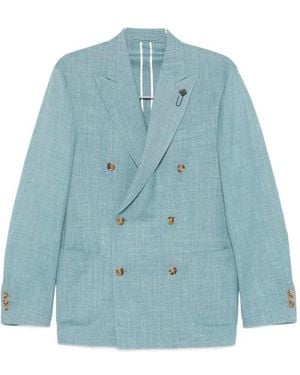 Lardini Double-Breasted Wool Blazer - Blue