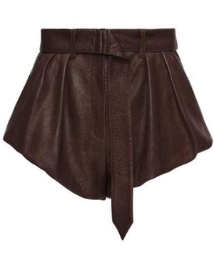 Magda Butrym Leather Flared Shorts - Brown