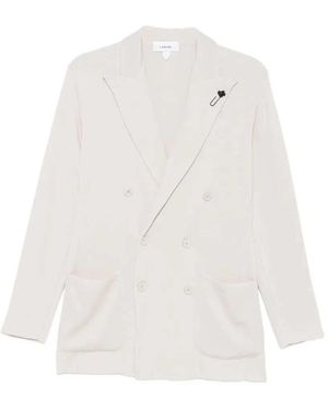 Lardini Double-Breasted Cotton Blazer - White