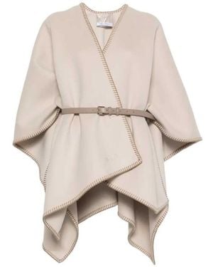 Max Mara Poncho Colomba Con Cintura - Neutro