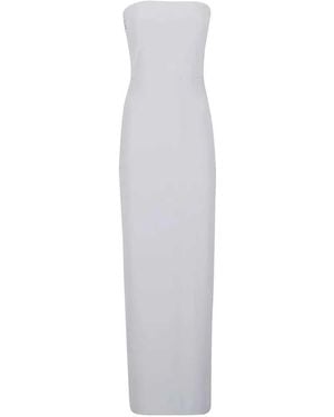Norma Kamali Long Strapless Silk Dress - White