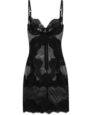 Dolce & Gabbana Short Dress With Inserts - Black