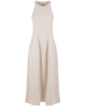 Brunello Cucinelli Sleeveless Pleated Dress - White