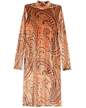 Etro Paisley Print Midi Dress - Orange