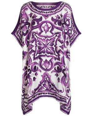Dolce & Gabbana Printed Short Dress - Purple