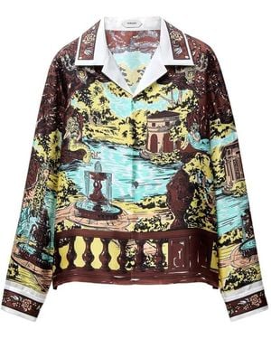Versace Slim-Fit Printed Silk Twill Shirt - Green