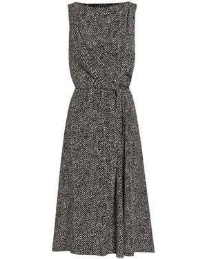 Dolce & Gabbana Chevron Print Heavy Crepe Cocktail Dress - Grey