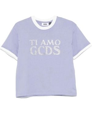 Gcds Boxy T-Shirt With Glitter Ti Amo - Purple