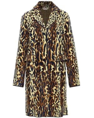 Marni Animal-Print Wool Chenille Coat - White