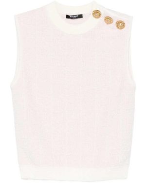 Balmain Sleeveless Top With Button - Pink