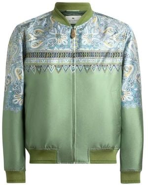 Etro Bomber Jacket With Paisley Print - Green