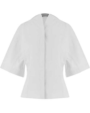 Jacquemus Structured Top With Deep V-Neckline - White
