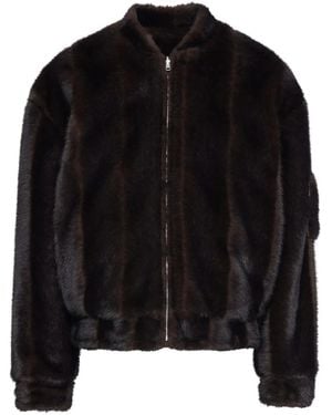 MM6 by Maison Martin Margiela Faux Fur Zip-Front Bomber Jacket - Black