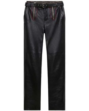 Marni Leather Pants With Embroidered Inserts - Black