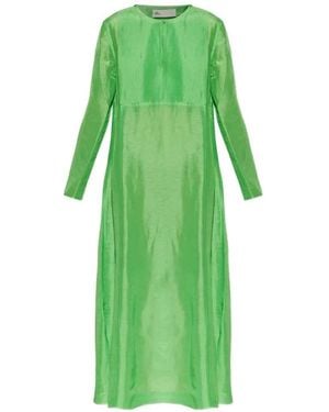 Tory Burch Long-Sleeved Dress With Pleated Bib - Green