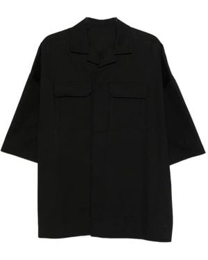 Rick Owens Shirt With Flap Pocket And Camp Collar - Black
