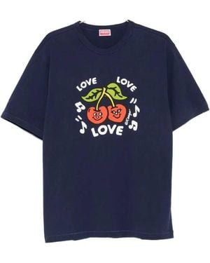 KENZO Cherry-Print T-Shirt - Blue