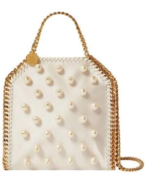 Stella McCartney Falabella Satin Shoulder Bag With Vegan Pearl Detail - Natural