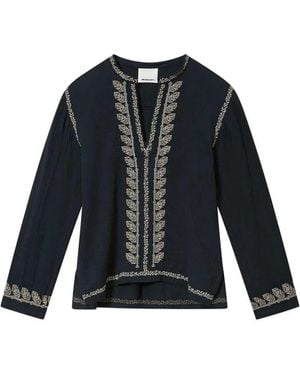 Isabel Marant Cizalie Embroidered Top - Blue