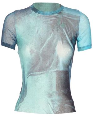 Jean Paul Gaultier Baby Mesh T-Shirt With "Water" Print - Blue