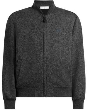 Etro Jacquard Bomber Jacket With Arnica Motif - Black
