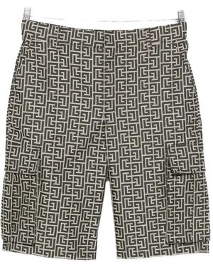 Balmain Monogrammed Cargo Shorts - Gray