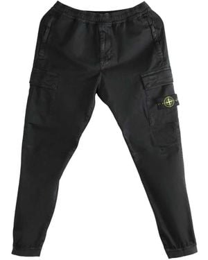 Stone Island Pantaloni Con Tasche Cargo - Black
