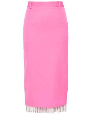 The Attico Midi Skirt With Striped Hem - Pink